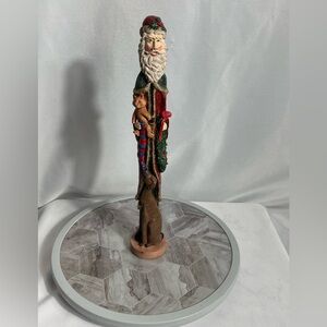 Tall Santa Figurine with Dog & Cat – Hand Painted Christmas Decor 14”